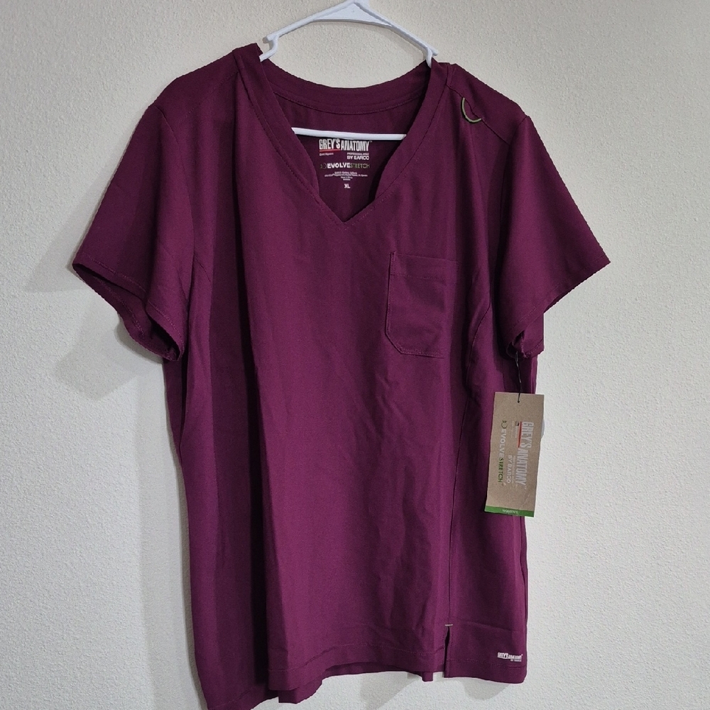 Grey's Anatomy Maroon Evolve Stretch Top